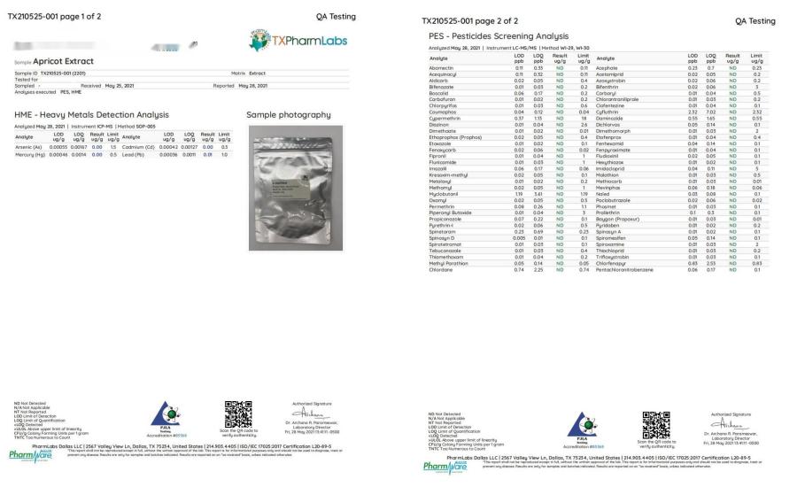 product-900-550 Test Reports of Apricot Extract